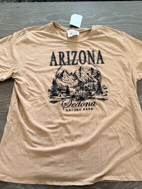 NWT!  Womens French Pastry light brown Arizona graphic tee t-shirt top size XL